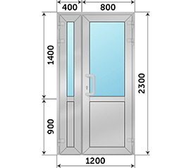 Полуторная дверь со стеклом СИАЛ 1200x2300